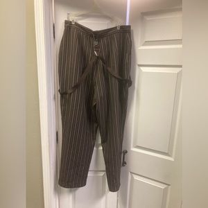 Maggie Lawrence Brown Pin Striped Suspender Pants